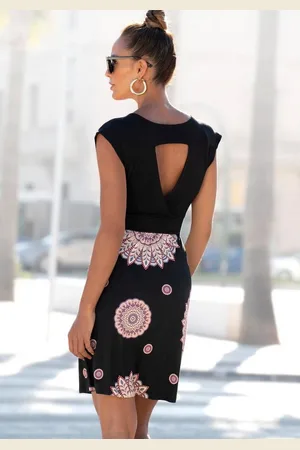 beachtime Sommerkleid mit Rückenausschnitt, Jerseykleid in Wickeloptik, Strandkleid