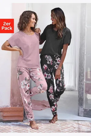 VIVANCE DREAMS Pyjama (4 tlg., 2 Stück) mit Blumendruck