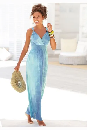 Lascana Maxikleid mit Batikdruck und verstellbarem Ausschitt, Sommerkleid, Strandkleid