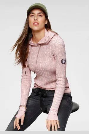 KangaROOS Kapuzenpullover im feinen Zopf-Strick-Design