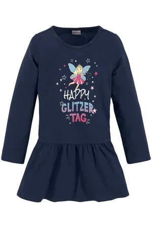 Kidsworld Jerseykleid HAPPY GLITZER TAG kniefreie Länge, verspielter Look, aus Baumwollmischung
