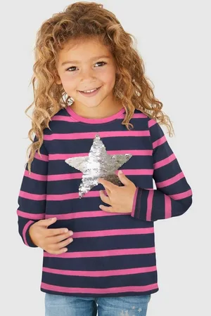 Kidsworld Langarmshirt für kleine Mädchen langärmlig, Basic-Passform, mit mehrfarbigen Streifen