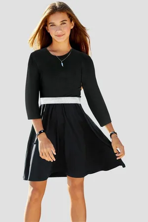 Kidsworld Skaterkleid mit Glitzerband festlich, kniefrei, 3/4-Ärmel, aus Baumwollmischung