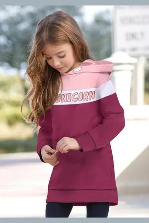 Kidsworld Sweatkleid UNICORN lang, modisch, aus Baumwollmischung, Langarm