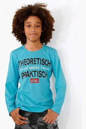 Kidsworld Langarmshirt THEORETISCH KANN ICH PRAKTISCH ALLES Langarm, Basic-Passform, mit stylischem Druck, aus Baumwolle