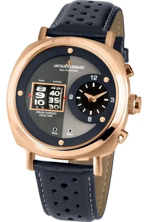 Jacques Lemans Chronograph Lugano, 1-2058D, Quarzuhr, Armbanduhr, Herrenuhr, Stoppfunktion, Lederarmband