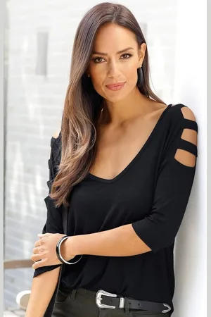 Lascana 3/4-Arm-Shirt mit Cut-outs, raffiniertes Longsleeve, schulterfrei