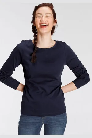 H.I.S Langarmshirt figurbetonte Passform, Feinrippstoff aus Baumwolle und Viskose