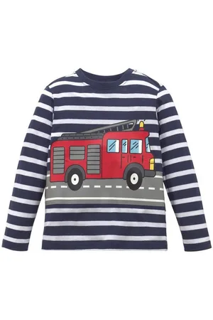 Kidsworld Langarmshirt TATÜ TATA die Feuerwehr ist da langärmlig, Basic-Passform, gestreift und bedruckt