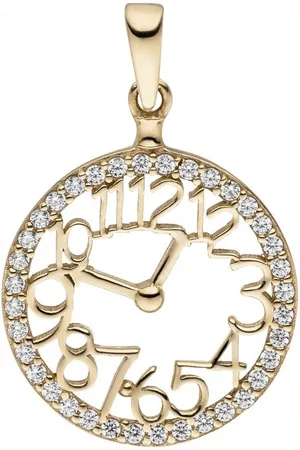 Jobo Kettenanhänger Anhänger Uhr, 333 Gold mit 36 Zirkonia