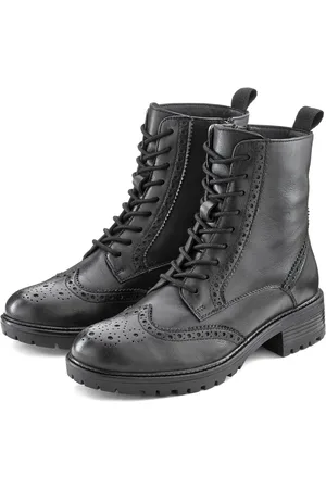 Lascana Schnürboots Schnürstiefelette, Ankle Boots, Leder, Schnüren & Reißverschluss