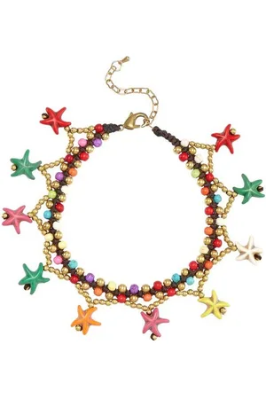 Lascana Fußkette mit Anhänger fröhliche Seestern Motive, Seesternanhänger, Fußkettchen-Armband, Fußkettchen mit Anhänger