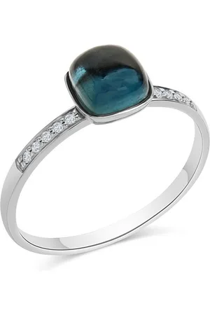 ELLEN K. Fingerring 585 Gold Blautopas Diamant 0,054ct.