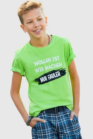 Kidsworld T-Shirt Mit Spruch: WOLLEN IST WIE MACHEN.... Kurzarm, Basic-Passform, bedruckt, Rundhalsausschnitt