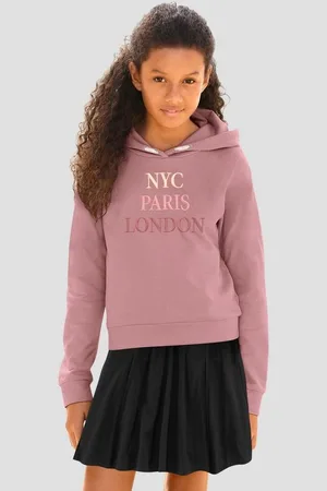 Kidsworld Kapuzensweatshirt NYC Paris London Langarm, gerade Passform, bedruckt, Kapuze, aus Baumwolle