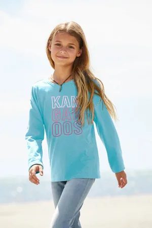 KangaROOS Langarmshirt Langarm, taillierter Schnitt, mit Logodruck, Rundhalsausschnitt