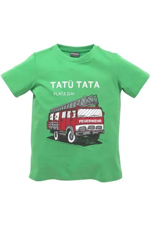 Kidsworld T-Shirt Feuerwehr-Druck: PLATZ DA Kurzarm, basic geschnitten, mit coolen Statements