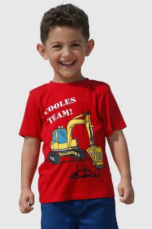 Kidsworld T-Shirt Mit Bagger-Druck Kurzarm, mit peppigem Druck, mit Rippbündchen am Ausschnitt