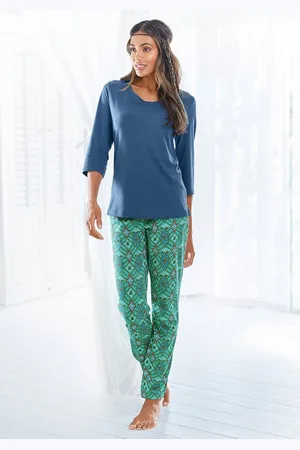 QS by s.Oliver Pyjama (2 tlg) im Ornamentdruck mit 3/4-Ärmeln