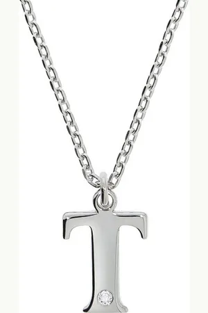 ELLEN K. Kette mit Anhänger Silber 925 mit 1x Diamant 0,008ct. Buchstabe T