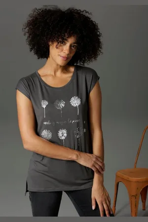 Aniston T-Shirt mit Frontdruck, teilweise glitzernder Folienprint