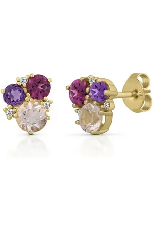 Orolino Paar Ohrstecker Gold 585 mit Amethyst Rosaquartz und Brillant