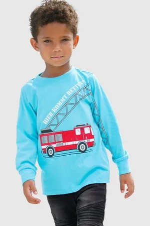 Kidsworld Langarmshirt HIER KOMMT RETTUNG Langarm, Basic-Passform, peppiger Druck