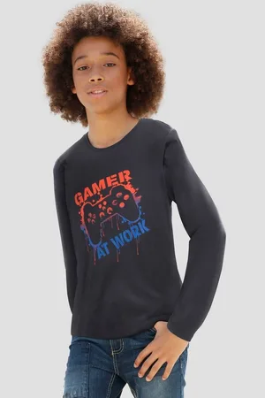 Kidsworld Langarmshirt GAMER AT WORK langärmlig, aus Baumwolle, aus Jerseystoff
