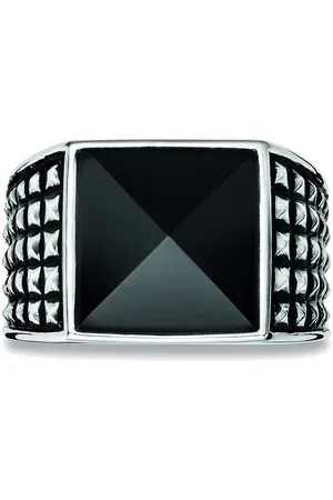 CAÏ Fingerring 925/- Sterling Silber rhodiniert poliert Onyx