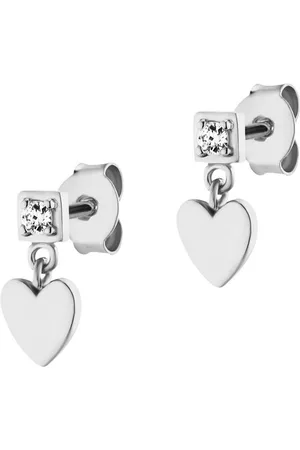 CAÏ Paar Ohrstecker 925/- Sterling Silber rhodiniert Zirkonia Herz