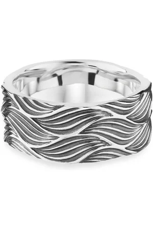 CAÏ Fingerring 925/- Sterling Silber oxidiert Wellen