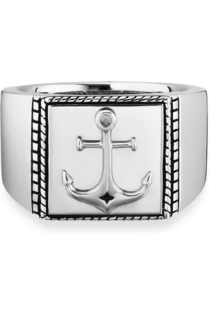 CAÏ Fingerring 925/- Sterling Silber rhodiniert Anker