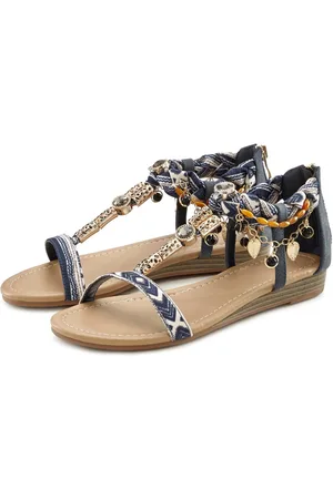 Lascana Sommerschuh Sandale Sandalette, Sommerschuh, kleiner Keilabsatz, modische Verzierung VEGAN