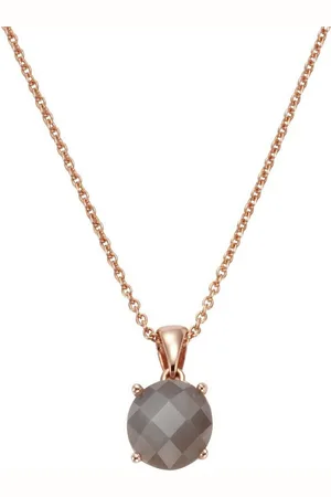 Jamelli Kette mit Anhänger 925 Silber rosé vergoldet Mondstein grau 10mm