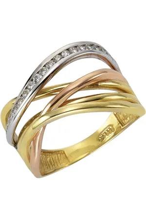 ELLEN K. Fingerring 333 Gold 3-farbig Zirkonia weiß