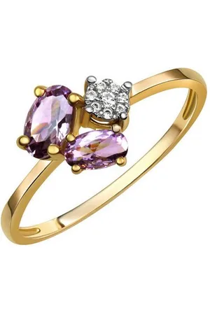 ELLEN K. Fingerring Gold 375 mit echtem Amethyst + Zirkonia