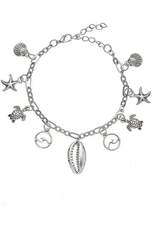Lascana Fußkette mit Anhänger, Seestern,Muschel,Schildkröte,Fußketten Set,Fußkettchen mit Anhänger
