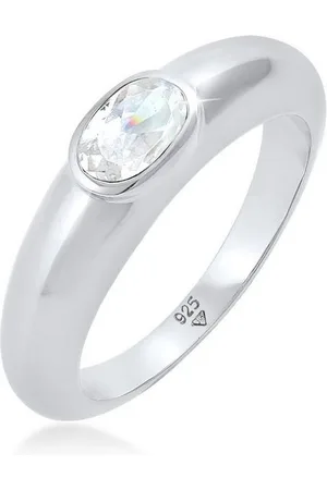 Elli Fingerring Bandring Zirkonia Oval Solitär 925 Sterling Silber