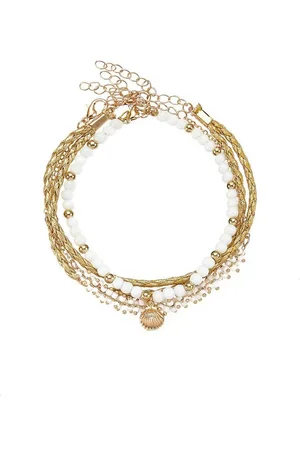 Lascana Fußketten Set 3 einzelne Fußkettchen in Boho Stil (3-tlg), und Glasperlen, Fußkettchen mit Anhänger