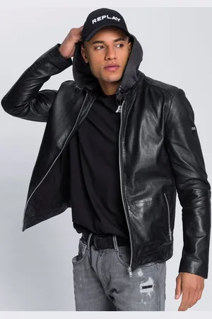 Bruno Banani Lederjacke aus Lammnappaleder, taillierter Schnitt, mit abnehmbarer Kapuze