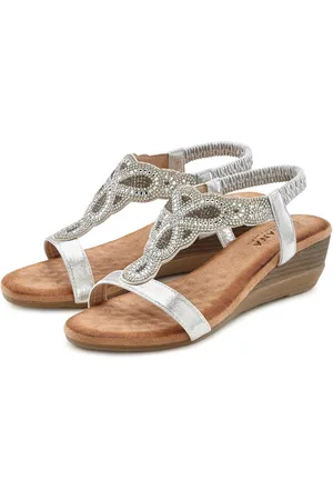 Lascana Sommerschuh Sandalette Sandale, Sommerschuh mit leichtem Keilabsatz und Glitzer-Steinchen