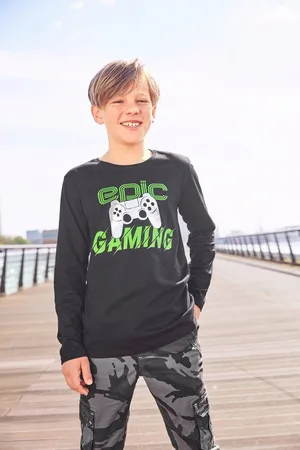 Kidsworld Langarmshirt Folienprint: EPIC GAMING langärmelige, mit Statement-Print, Rundhalsausschnitt, Basic-Stil