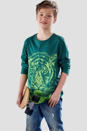 Kidsworld Langarmshirt NEON TIGER Langarm, Basic-Passform, mit trendigem Druck, Rundhalsausschnitt