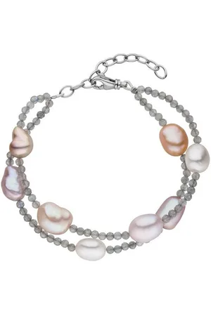 Firetti Armband Schmuck Geschenk Armschmuck Armkette Edelstein Farbstein, Made in Germany - mit Labradorit - mit Süßwasserzuchtperle