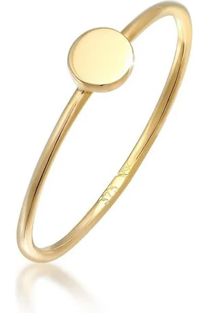 Elli Fingerring Plättchen Runde Form Statement 375 Gelbgold