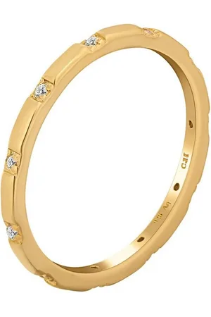 CAÏ Fingerring 925 Silber vergoldet mit Zirkonia Stacking