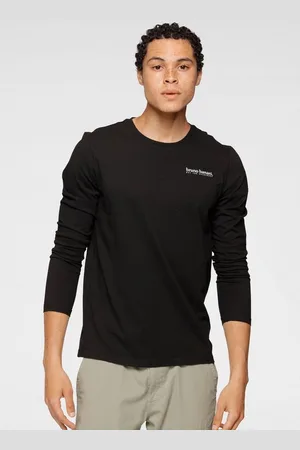 Bruno Banani Langarmshirt (2er-Pack) schmal geschnitten, bedruckt, aus Baumwolle, im 2er-Pack
