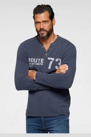 ARIZONA Henleyshirt Langarm, casual, Rundhalsausschnitt, aus Baumwolle