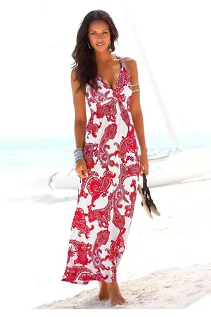 Lascana Maxikleid mit verstellbarem Ausschnitt, Sommerkleid, Strandkleid