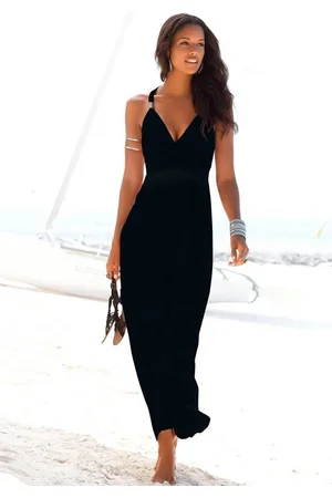 Lascana Maxikleid mit verstellbarem Ausschnitt und gesmokter Taille, Sommerkleid, Basic